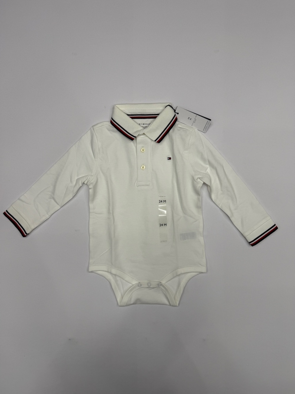 NWT Tommy Hilfiger Baby Tipped Polo Bodysuit Onesie 24M